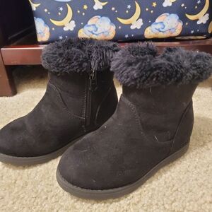 Black Fuzzy Kids Boots